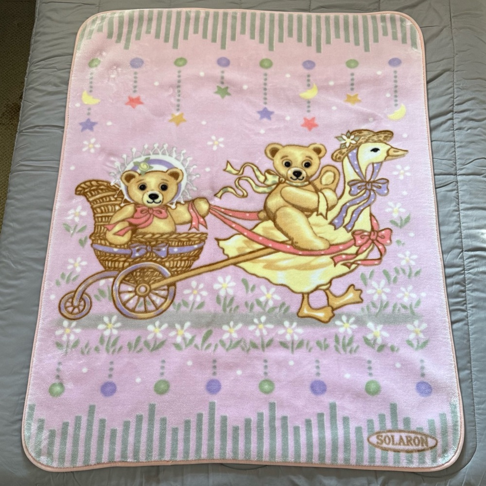 Solaron Mink Baby Toddler Pink Blanket Mother Duck Baby Blanket 54x43 Inches EUC
